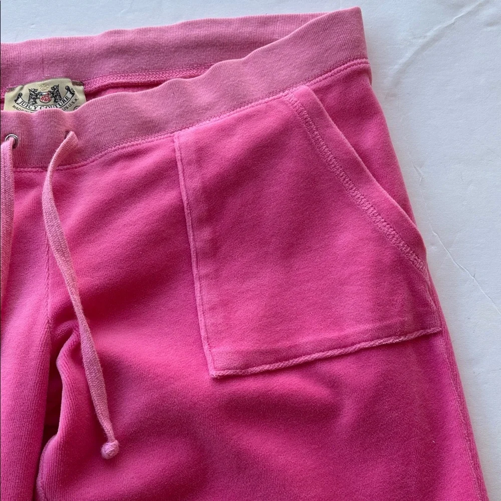 Vintage Juicy Couture Velour Y2k Tracksuit Pant Pink USA Flare Snapback Pocket M
